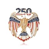 coadipress 250th Anniversary USA Flag Brooch Pin for Women Men Patriotic Eagle American 1776-2026 Commemorative Badge Red White Blue Crystal Lapel Pin for 4th of July Parade Celebration (Red)