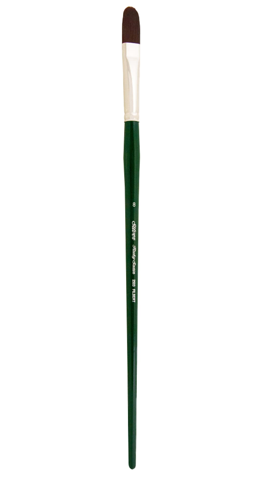 Silver Brush Limited Hunter Green Silver Brush "Series 2503 Ruby Satin Filbert Long Handle Brush, Stiff Synthetic Filaments, Size 8