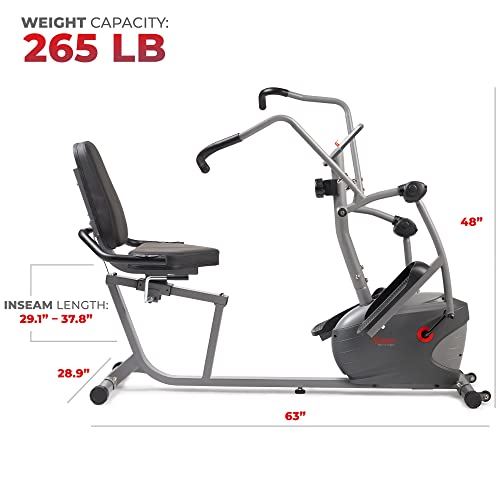 Image of Sunny Health & Fitness Smart Recumbent Bike, Full-Body Home Training with Arm /Leg Exercisers, Indoor Cycling Workout Machine Plus Adjustable Seat & Bulit-in Pulse Sensors, Free SunnyFit App Connection