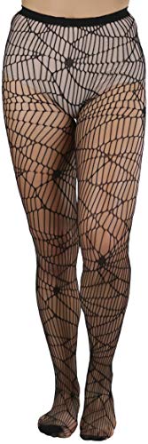 Image of ToBeInStyle Women's Spiderweb & Crawling Spider Print Hosiery Tights & Thigh High Stockings