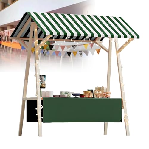 Soporte de exhibición de madera para mercado – Cabina plegable para venta al aire libre, mercado de agricultores con toldo, diseño portátil y ligero
