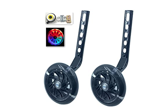 Image of a Pair of Children's Bicycle Riding Flash Silent Training Wheels, Suitable for 12-20 inch Single Speed Bicycles (Black111)