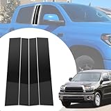 4pcs Glossy Black Exterior Door Window Pillar Posts Molding Cover Panel Trim Side Door Window Cover Trim Kits for Toyota Tundra CrewMax 2007 2008-2020 2021, Sequoia 2008-2022 Accessories