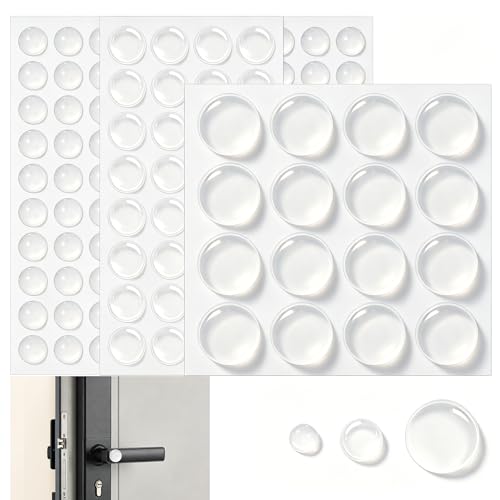 Clear Cabinet Door Bumpers - 148pcs 3 Shapes - Invisible Silicone Rubber Cabinet Bumper Dots - Self-Adhesive Soft Close Pads No Slam Noise Reduction for Cabinets Drawers Furniture & Picture Frames