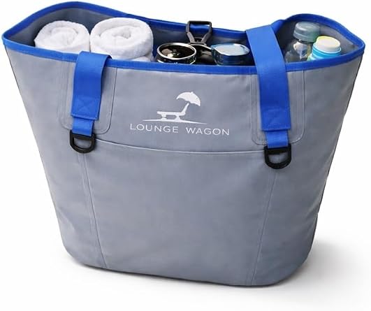 Lounge Wagon Waterproof Tote Bag Heavy Duty Beach & Sports Gear Bag, Keeps Wet & Dry Items Separate, Structured Base, Durable Shoulder Straps, Large Carryall for Beach, Travel & Everyday Use