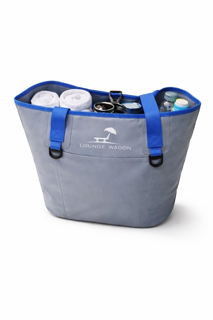 Lounge Wagon Waterproof Tote Bag – Heavy Duty Beach & Sports Gear Bag, Keeps Wet & Dry Items Separate, Structured Base, Durable Shoulder Straps, Large Carryall for Beach, Travel & Everyday Use