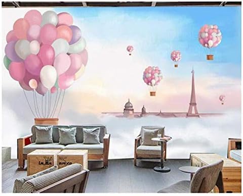 Papier peint 3D pour chambre enfant aux motifs de montgolfières douces