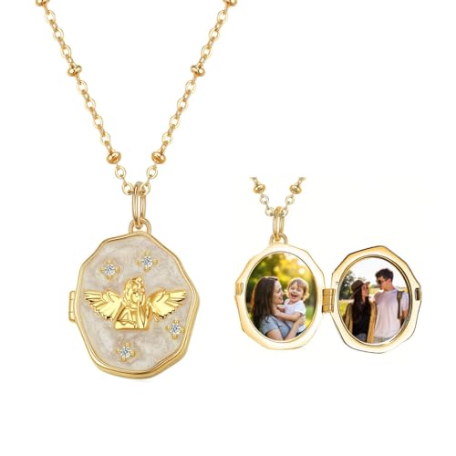 CALLIE Personalized 1-2 Photo Locket Necklace for Women, Custom Necklace with Picture Inside, Christmas Valentine's Day Birthday Memorial Gifts for Mom Grandma Wife