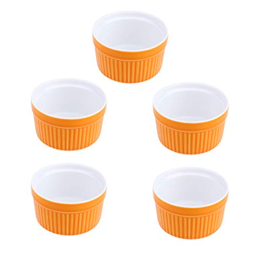 5 Pièces Bol En Céramique Ramequins Crème Brûlée Ramequins Pour La Cuisson Bol à Dessert Rôtissoires En Porcelaine Blanche Porcelaine Ramequin Tasse De Gelée Gâteau