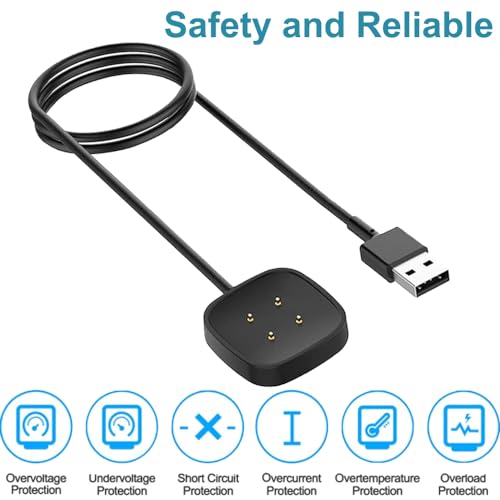 EXMRAT Compatible with Fitbit Versa 4 / Versa 3 / Sense2 / Sense Charger, Replacement Charging Cable Cord Magnetic Dock for Fitbit Versa 3/4 & Sense 1/2 Smartwatch 3.3ft / 100cm