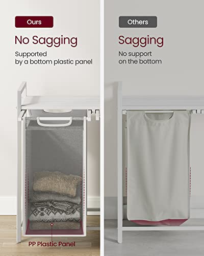 Image of VASAGLE Laundry Hamper, Laundry Basket, Laundry Sorter with 2 Pull-Out and Removable Bags, Shelf, Metal Frame, 2 x 12.1 Gallons (46 L), 28.8 x 13 x 28.4 Inches, Cream White and Cloud White UBLH201W01