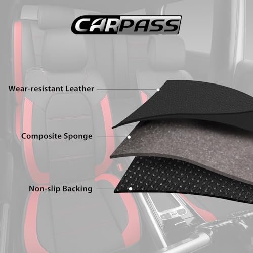 image for CAR PASS 5 Seats Leather Car Seat Covers, Sideless Car Seat Protectors