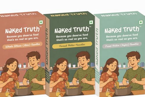 Image of Naked Truth Millet Noodles Combo Pack of 3 | No Maida Veg Hakka Noodles | High Fiber Healthy Noodles | Non-Fried Ready to Cook (Whole Wheat + Foxtail Millet + Pearl Millet Noodles) | No MSG /Preservatives