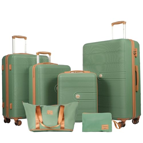 Image of Hardside 4-Piece Luggage Sets 16 inch 20 inch 24 inch 28 inch | Double Spinner Wheels, TSA Lock, Hardcase, 6 Set with Underseat Duffel Bag