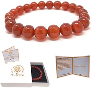 Carnelian Power Bead Crystal Bracelet - Crystal Gemstone Bracelet - Soul Cafe Gift Box & Information Tag