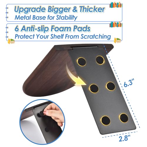 Book Ends, Large Sturdy Wooden Bookends for Shelves - Heavy Duty Non-Slip Book Organizers, Decorative Bookend Holders for Home Office, Library, Black Walnut Universal Economy Bookend, 1 Pair - Image 6