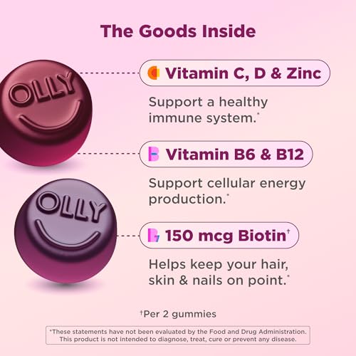 OLLY Women's Multivitamin Gummy, Women's Overall Wellness,* Vitamins A, C, D, E, Biotin, Folic Acid, Adult Chewable Supplement, Berry Flavored, 45 Day Supply - 90 Count - Image 4