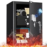 WASJOYE Fingerabdruck Tresor Feuerfester für Zuhause, Safe mit Feuerfeste...