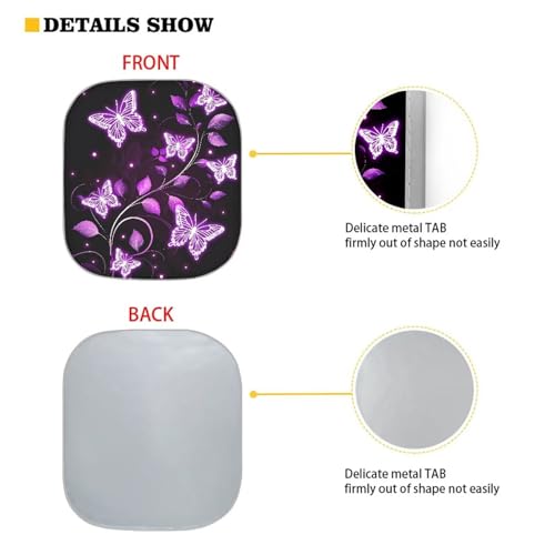 Image of Purple Butterfly 2 PCS Car Windshield Sun Shade Foldable Automotive Interior Accessories for Sun Protection Auto Sun Heat and UV Rays Blocker Fit Car Front Window for Trucks SUV Van