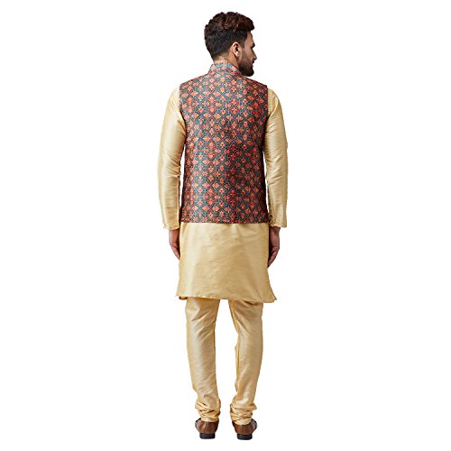 Image of SOJANYA (Since 1958, Men's Silk Blend Grey Kurta Pyjama & Silk Blend Jacket Combo