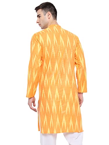 Image of Vastraa Fusion Men's Printed Kurta Pure Cotton Long Kurta, Round Collar, Full Sleeves, Button Kurta, Ethnic Wear