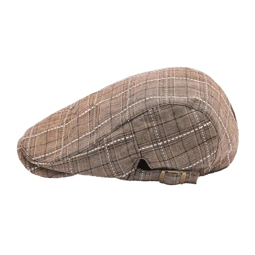 Image of ZLYC Men Cotton Flat Cap Summer Scally Ivy Gatsby Newsboy Beret Driver Cabbie Hunting Hat