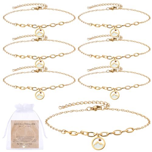 Tondiamo 6 Pcs Mustard Seed Faith Bracelets with Cards Mustard Seed Link Bracelet Jewelry Bulk Catholic Christian Birthday Gifts for Women Inspirational Religious Christian Gifts