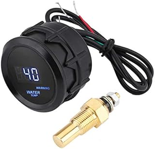 Terisass Water Temp Meter Temperature Gauge 2 Inch 52mm Car Electronic Blue LED Digital Water Temp Sensor Temperature Sender Kit with Temp Sensor