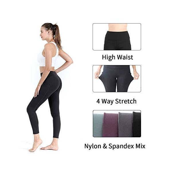 Foyo-peach-High-Waist-Yoga-Pants-with-Pockets-Tummy-Control-Workout-Running-Athletic-Yoga-Legging-for-Women Foyo peach Women's High Waisted Yoga Leggings with Pocket, Workout Sports Running Athletic Pants with Pocket Grey XL