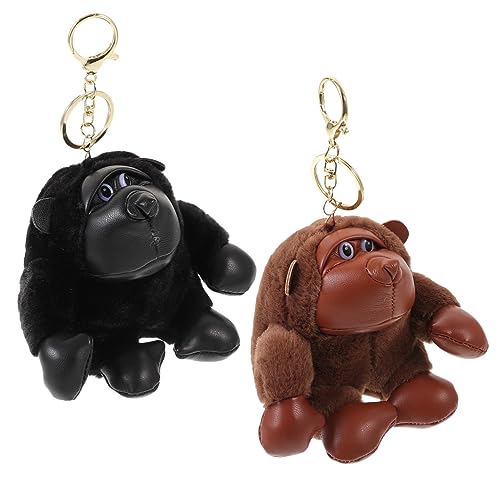 minkissy 2 Piezas colgante de llavero peluches llavero de gorila de peluche colgante de cadena clave llavero colgante animales mochila llavero de animal de peluche gorila de juguete Felpa