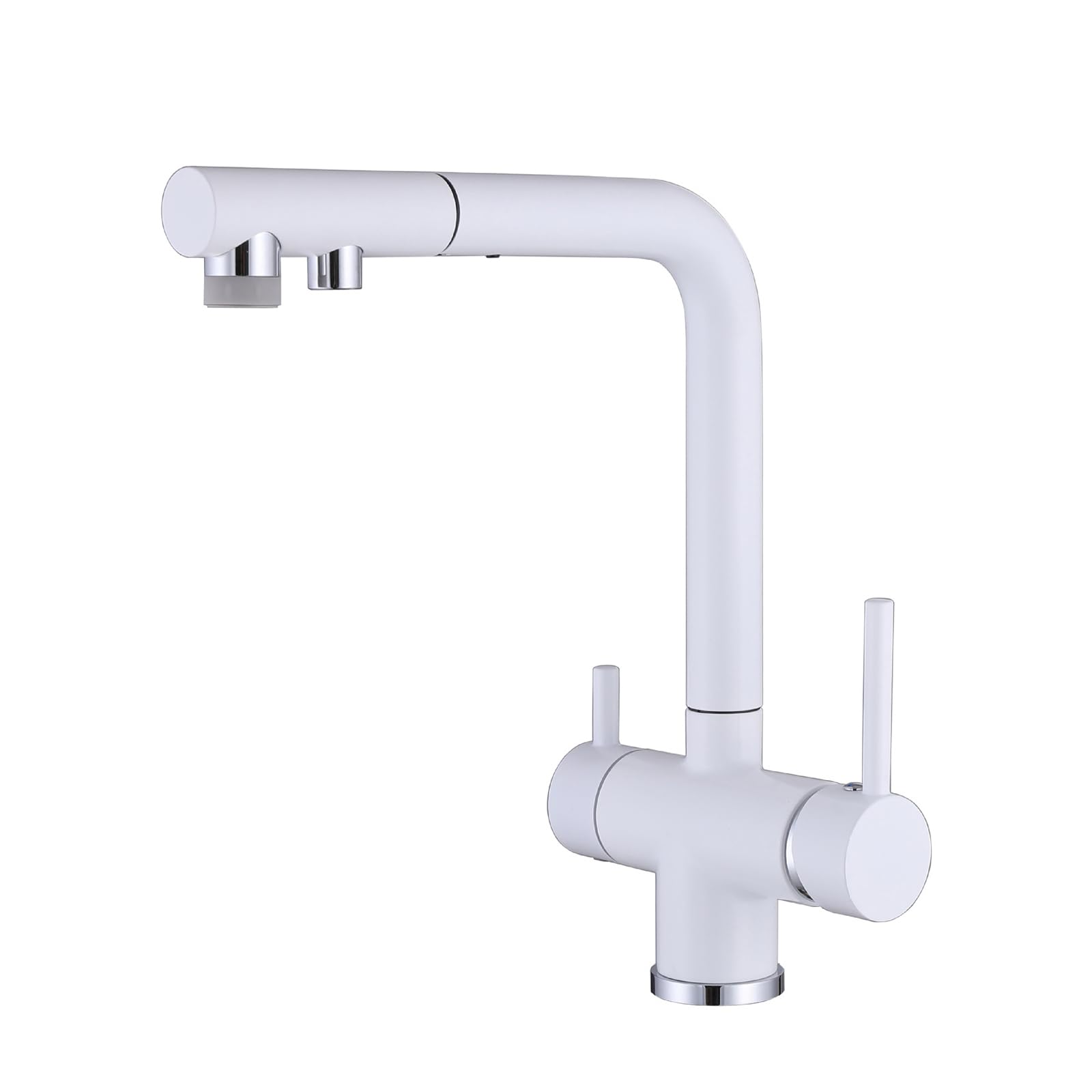 ZYCHSJXA 3 Way Kitchen Tap Drinking White Pull Out Mixer Taps with Swivel Spout Water Filter Sink