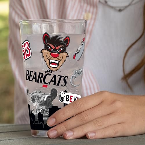 Image of Logo Brands NCAA 16 oz Pint Glass - Durable Glass With Bold Team Color- Chip-Resistant Rim Drinkware For Fans, Tailgates, Home Bars & Everyday Use