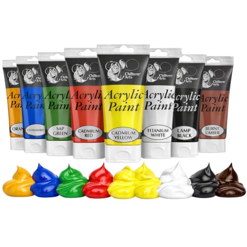 Acrylic Paint Tubes 120 ml (Pack of 8) | Art Supplies | Acrylic Paint Set | Fabric, Craft, Ceramic, Window & Kids Painting Set