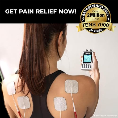 Image of TENS 7000 Rechargeable TENS Unit Muscle Stimulator, 48 Pack Electrodes and Pain Relief Device - Advanced TENS Machine for Effective Back Pain Relief, Nerve Pain Relief, Muscle Pain Relief