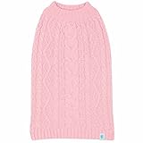 Blueberry Pet Classic Dog Sweater Wool Blend Cable Knit Pullover Crewneck Winter Clothes in Muted Pink, Back Length 12