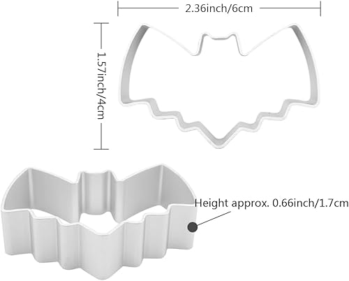 Miniatura 2 de Juego de cortadores de galletas de metal con forma de murciélago de 8 piezas, cortadores de galletas de Halloween, decoración de murciélagos