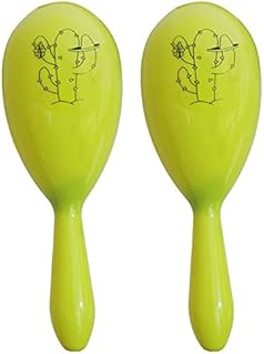 MEXICAN MARACAS FOR FANCY DRESS - INCLUDES: 2X MATCHING COLOURED MARACAS WITH BLACK CACTUS PRINT (ORANGE)