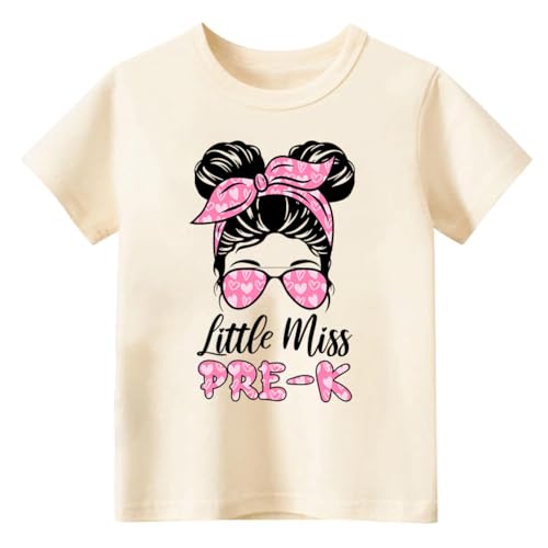 Pre K Shirts for Girls Boys Toddler Little Miss Pre-K Tee First Day of Pre K Kindergarten Shirts Kids 3T-6T