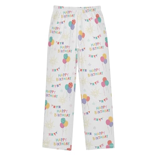 ZZXXB Birthday Balloon Firework Boys Long Pants Soft Trousers Elastic Waist Kids Lounge Bottoms with Pockets S-XL