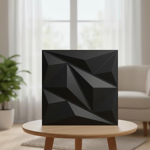 Image of Kayra Decor Wall Panels for Bedroom Alps Design Black Color 19.7 inch x 19.7 inch (Pack of 40) - Covers 107.80 Sq. Ft.