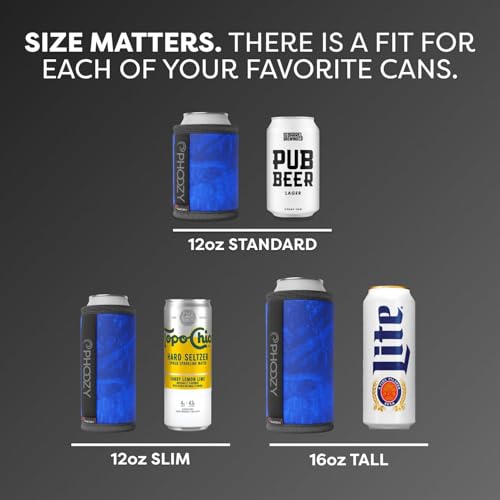 Image of PHOOZY Insulated Can Cooler for Slim 12 oz Cans - Patented Drink Sleeve with NASA-Inspired Technology - Keeps Beer, Soda & Sparkling Water Cold Longer - Lightweight Outdoor Can Holder - Blue
