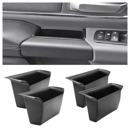 TTCR-II for Ram 1500 Door Side Organizer Tray 2019 2020 2021 2022 2023 2024 2025 2026, for Ram 1500 Door Pocket Insert 4 Pcs with White-Lines Mats (Does not fit 2500 3500)