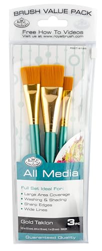 Royal & Langnickel Royal Zip N' Close Gold Taklon Glaze Wash 3-Piece Brush Set