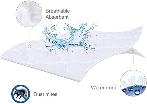 Waterproof Full Mattress Protector, Breathable & Machine Washable Cooling Full Mattress Pad Cover Quilted Fitted With Deep Pocket Strethes Up To 18" Depth (54"X 75") #TOP4