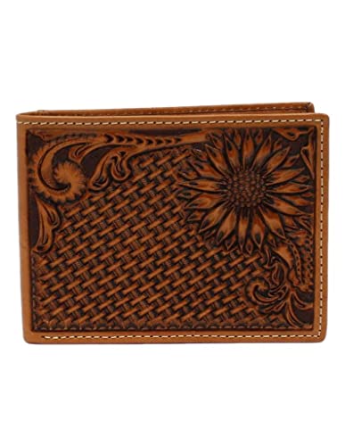 Nocona Western Wallet Mens Bifold Sunflower Tooled Tan N500012008