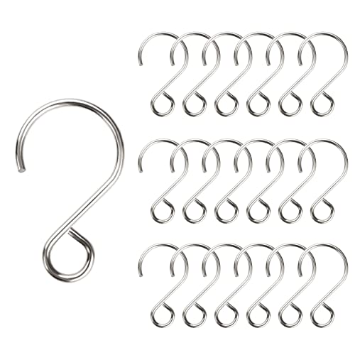 YIEUR 200 Stück S Form Mini Haken Edelstal Drehbare，25mm S Haken Kugelaufhänger S Haken Vorhanghaken Stabile Clips zum Aufhängen für Kristall Perlen Vorhang Gardinen Windspiele Blumentöpfe