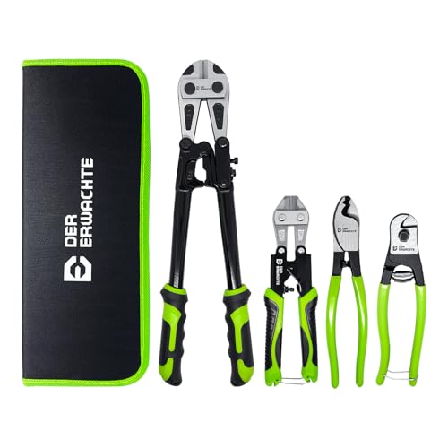 4-Piece Bolt Cutter Pliers Set, 14" Heavy Duty Bolt Cutter, 8" Mini Bolt Cutter, 8" Wire Cable Cutter, 8" Wire Rope Cutter with Carrying Bag, Cr-V Blade for Cutting Locks, Steel Wire, Chains