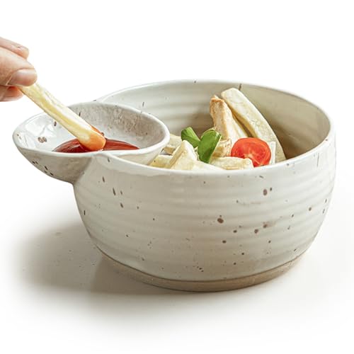 Rough Pottery - Cuenco antiguo de cerámica gruesa para aperitivos, 500 ml, 2 en 1 y platos para servir aperitivos secos