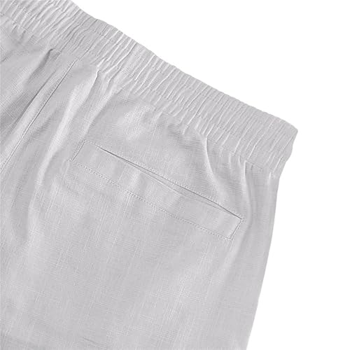 Shorts casual de algodón y lino para hombre miniatura 6