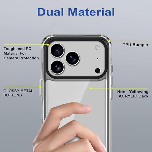 Image of Zapcase Back Case Cover for iPhone 17 Pro | Compatible for iPhone 17 Pro Back Cover | Case Cover with Camera Protection | (TPU + PC | Translucent Black)